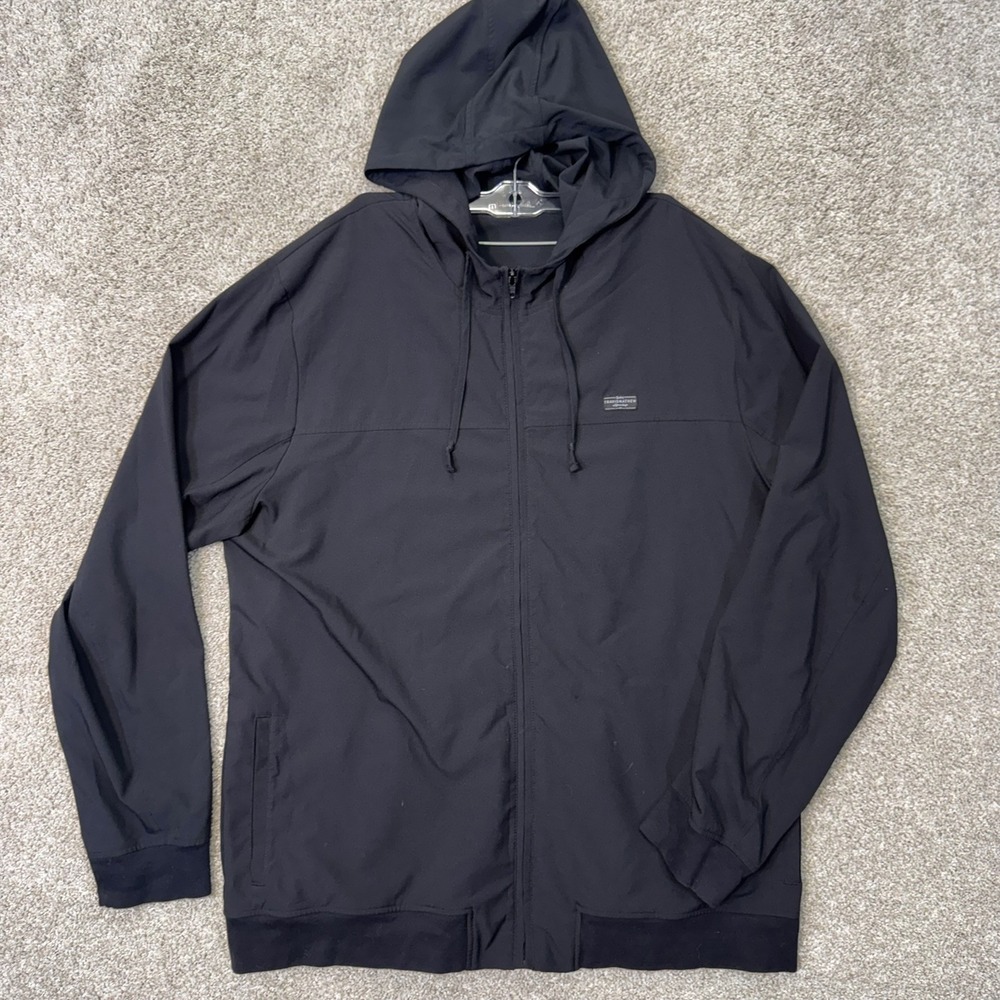 TravisMathew Hoodie Mens XXL Full Zip Black Lightweight Golf Jacket EUC